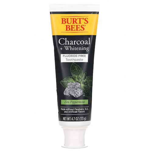 Burt's Bees, Зубная паста без фтора, древесный уголь + отбеливание, перечная мята дзен, 133 г (4,7 унции) #1