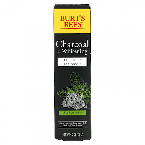 Burt's Bees, Зубная паста без фтора, древесный уголь + отбеливание, перечная мята дзен, 133 г (4,7 унции) #1