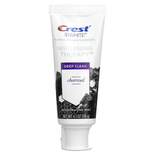 Crest, 3D White, отбеливающая зубная паста против кариеса с фтором, зубной пастой, древесным углем и бодрящей мятой, 4,1 унции (116 г) #1