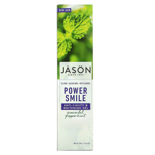 Jason Natural, PowerSmile, гель против кариеса с эффектом отбеливания, перечная мята, 170 г (6 унций) #1