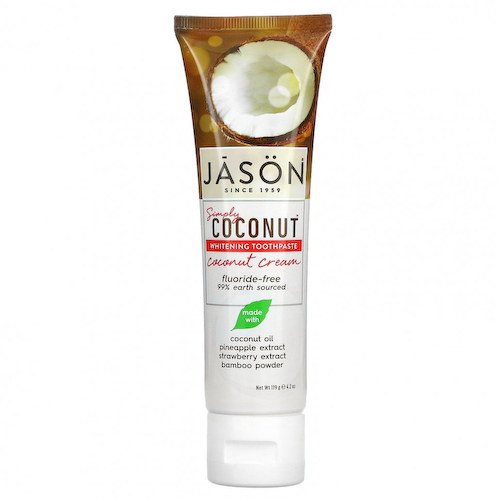 Jason Natural, Simply Coconut, отбеливающая зубная паста, кокосовый крем, 119 г (4,2 унции) #1