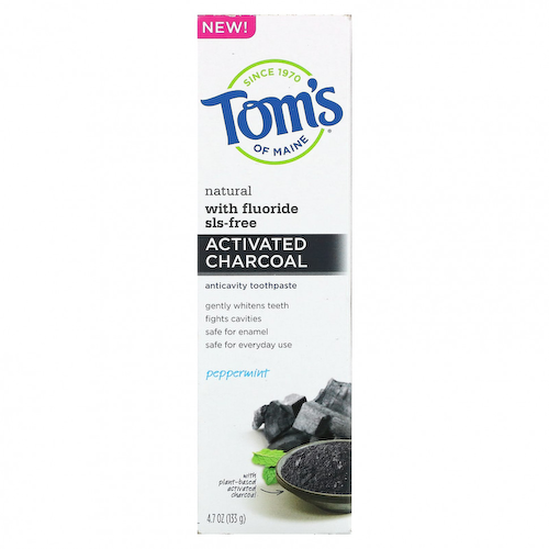 Tom's of Maine, Натуральная зубная паста против кариеса, активированный уголь с фтором, перечная мята, 133 г (4,7 унции) #1