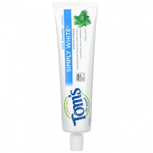 Tom's of Maine, Зубная паста Simply White от кариеса с фтором, чистая мята, 133 г (4,7 унции) #1