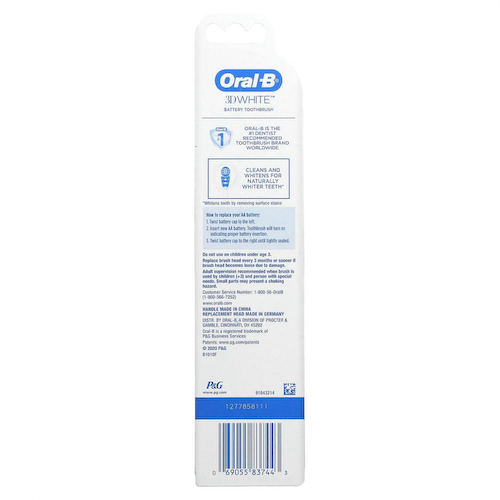 Oral-B, 3D White, зубная щетка на батарейках, 1 шт. #1