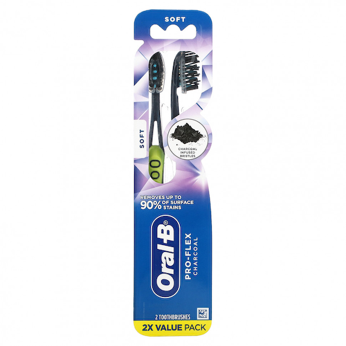 Oral-B, Pro-Flex, зубная щетка с древесным углем, мягкая, 2 шт. #1