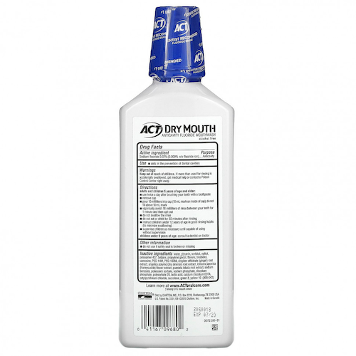 Act, Dry Mouth, фторсодержащий ополаскиватель для рта с ксилитолом, без спирта, успокаивающая мята, 532 мл (18 жидк. унций) #1