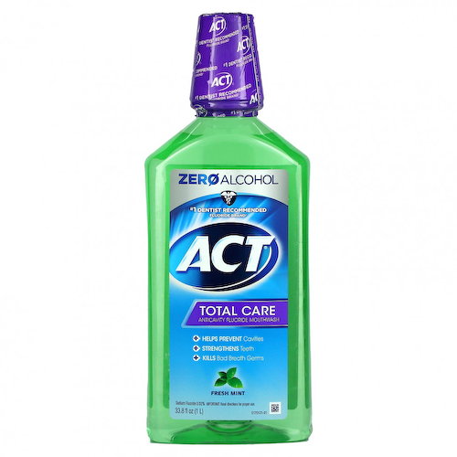 Act, Total Care, ополаскиватель для рта с фторидом, против кариеса, без спирта, свежая мята, 1 л (33,8 жидк. унции) #1