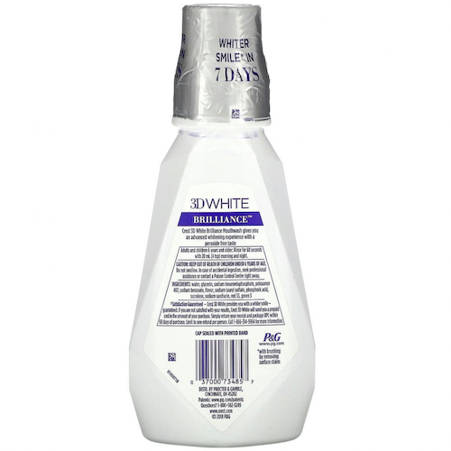 Crest, 3D White Brilliance, отбеливающий ополаскиватель для рта, без спирта, чистая мята, 500 мл (16,9 жидких унций) #1