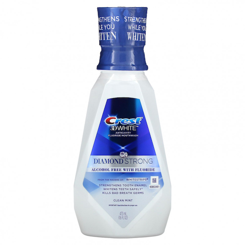 Crest, 3D White, Diamond Strong, ополаскиватель для рта с фторидом, без спирта, чистая мята, 473 мл (16 жидк. унций) #1
