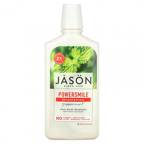 Jason Natural, Powersmile, жидкость для полоскания рта с эффектом отбеливания, перечная мята, 473 мл (16 жидких унций) #1