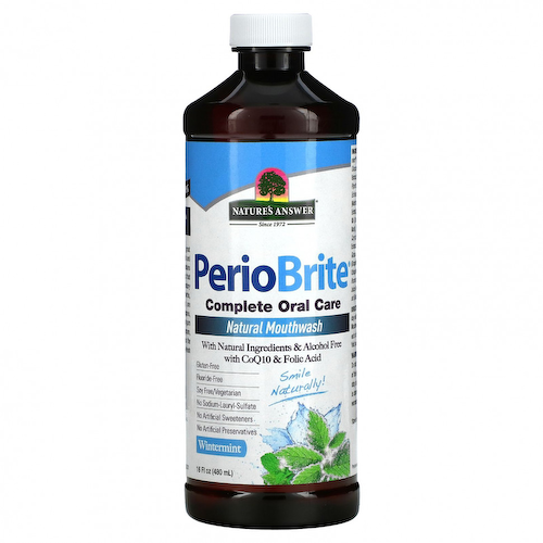 Nature's Answer, PerioBrite, натуральная жидкость для полоскания рта, зимняя мята, 480 мл (16 жидких унций) #1