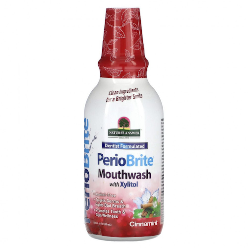 Nature's Answer, PerioBrite, натуральный ополаскиватель для полости рта, корица и мята, 480 мл (16 жидк. унций) #1