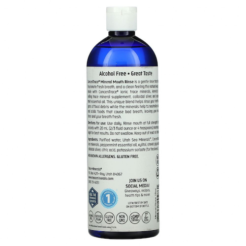 Trace Minerals ®, минеральный ополаскиватель для полости рта ConcenTrace, мята, 473 мл (16 жидк. унций) #1