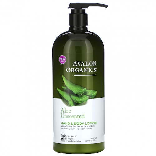 Avalon Organics, лосьон для рук и тела с алоэ без запаха, 907 г (32 унции) #1