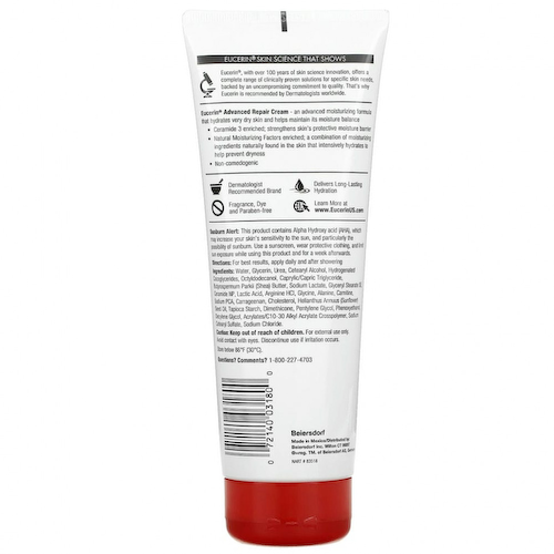 Eucerin, Улучшенный восстанавливающий крем, без отдушек, 226 г (8 унций) #1