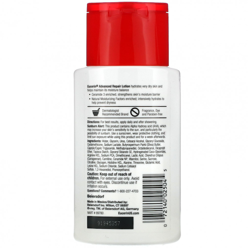 Eucerin, Улучшенный восстанавливающий лосьон, без отдушек, 89 мл (3 жидк. Унции) #1