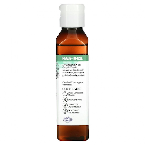 Aura Cacia, Чистое эфирное масло во фракционированном кокосовом масле, эвкалипт, 4 жидких унции (118 мл) #1