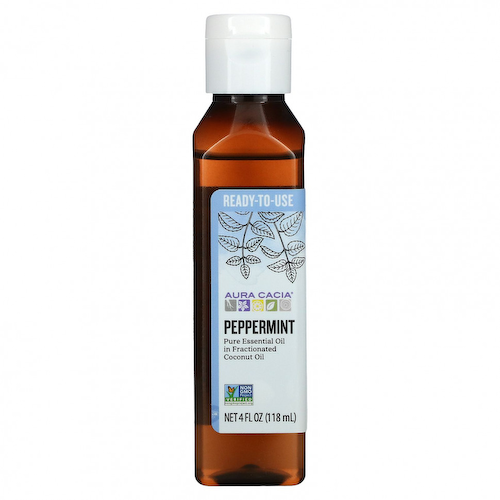 Aura Cacia, Чистое эфирное масло во фракционированном кокосовом масле, перечная мята, 118 мл (4 жидк. Унции) #1