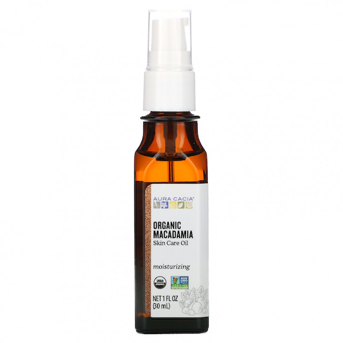 Aura Cacia, Органика, Натуральные средства для ухода за кожей, Масло макадамии, 1 жидкая унция (30 мл) #1