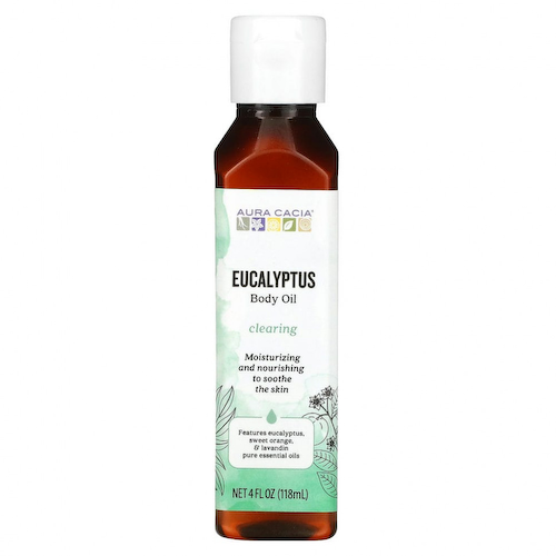 Aura Cacia, Ароматерапевтическое масло для тела, легкое дыхание эвкалипта, 4 жидких унции (118 мл) #1