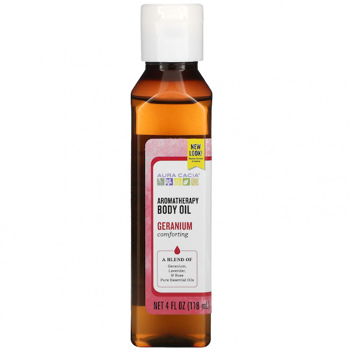 Aura Cacia, Ароматерапевтическое масло для тела, 'Успокаивающая герань', 4 жидких унции (118 мл) #1