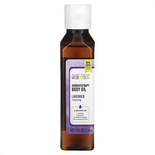 Aura Cacia, Масло для тела с эффектом ароматерапии, успокаивающая лаванда, 4 жидкие унции (118 мл) #1