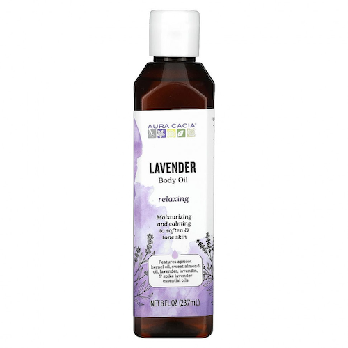 Aura Cacia, Масло для тела с эффектом ароматерапии, успокаивающая лаванда, 8 жидкие унции (237 мл) #1