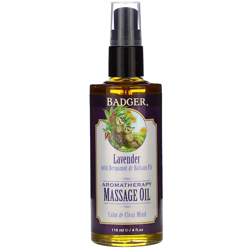 Badger Company, Массажное масло для ароматерапии, лаванда с бергамотом и бальзамом пихты, 4 жидких унции (118 мл) #1