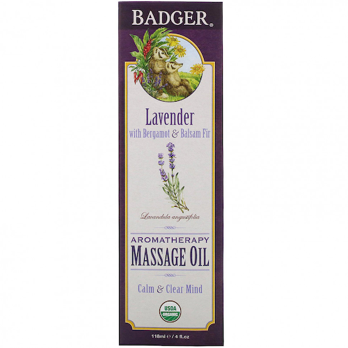 Badger Company, Массажное масло для ароматерапии, лаванда с бергамотом и бальзамом пихты, 4 жидких унции (118 мл) #1