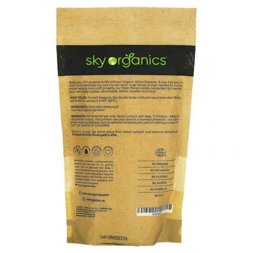Sky Organics, Органический желтый пчелиный воск, 454 г (16 унций) #1