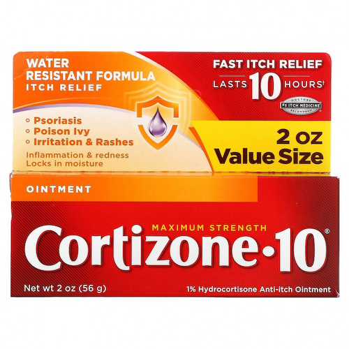 Cortizone 10, 1% гидрокортизоновая мазь против зуда, водостойкая, максимальная сила, 2 унции (56 г) #1