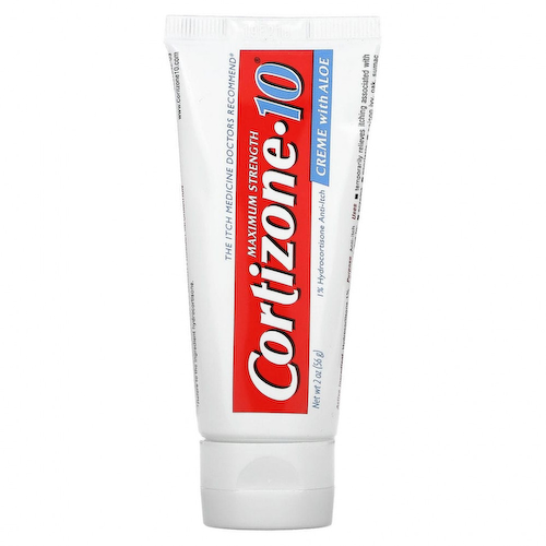 Cortizone 10, 1% крем против зуда с гидрокортизоном и алоэ, максимальная сила действия, 56 г (2 унции) #1