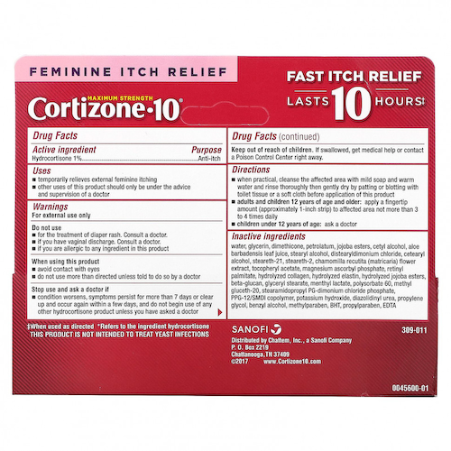 Cortizone 10, Крем против зуда с 1% гидрокортизоном, женское средство для снятия зуда, максимальная сила действия, 28 г (1 унция) #1