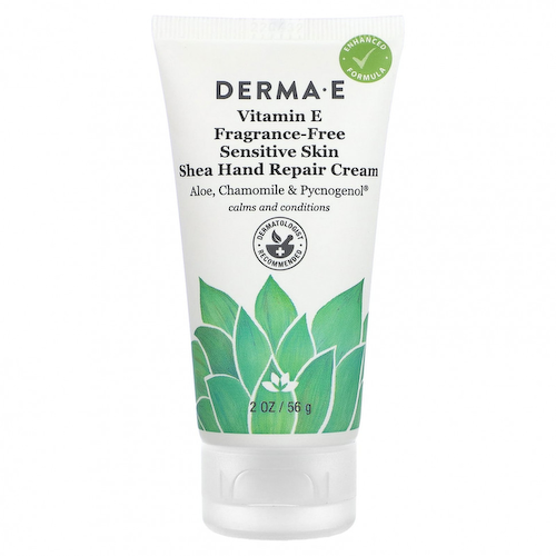 DERMA E, Крем для рук ши для чувствительной кожи, витамин E, без отдушек, 56 г (2 унции) #1