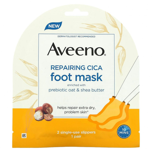 Aveeno, восстанавливающая маска для ног с готу колой, 2 одноразовых носочка #1