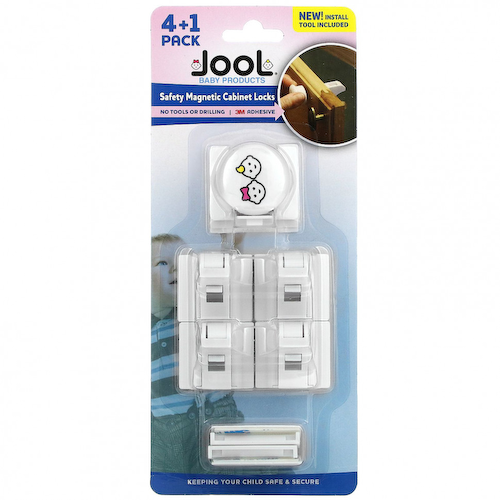 Jool Baby Products, Безопасные магнитные замки для шкафов, 4 + 1 упаковка #1