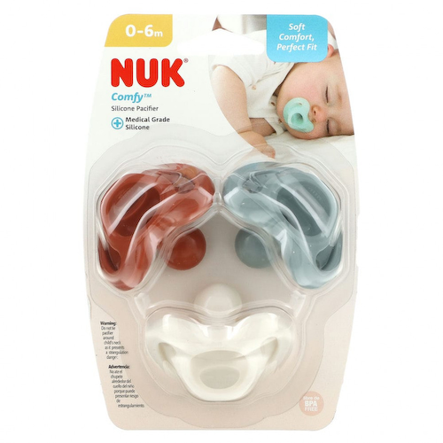 NUK, Comfy, силиконовая пустышка, для детей 0–6 месяцев, натуральный оттенок, 3 шт. В упаковке #1