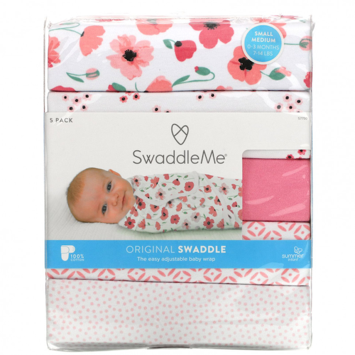 Summer Infant, SwaddleMe, Original Swaddle, Small Medium, 0-3 Months, Floral, 5 Pack #1