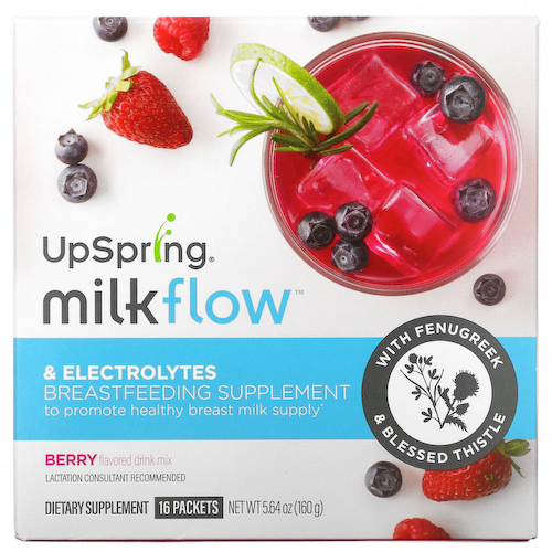 UpSpring, MilkFlow, пажитник и кникус благословенный, напиток со вкусом ягод, 16 пакетиков по 10 г (0,35 унции) #1