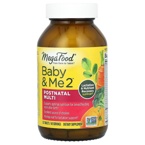 MegaFood, Baby & Me 2, мультивитамины для послеродового периода, 120 таблеток #1