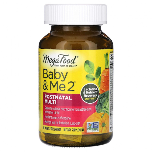 MegaFood, Baby & Me 2, мультивитамины для послеродового периода, 60 таблеток #1