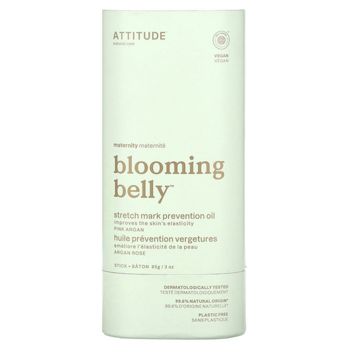 ATTITUDE, Blooming Belly, масло для предотвращения растяжек, розовая аргана, 3 унции (85 г) #1