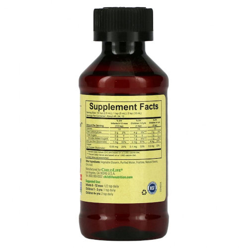 ChildLife, Essentials, Zinc Plus, цинк, натуральный вкус манго и клубники, 118 мл (4 жидк. унции) #1