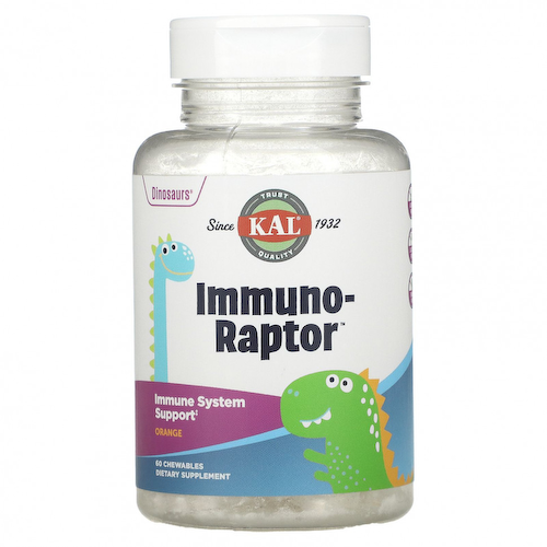 KAL, Dinosaurs, Immuno-Raptor, комплекс для поддержки иммунитета, со вкусом апельсина, 60 жевательных таблеток #1