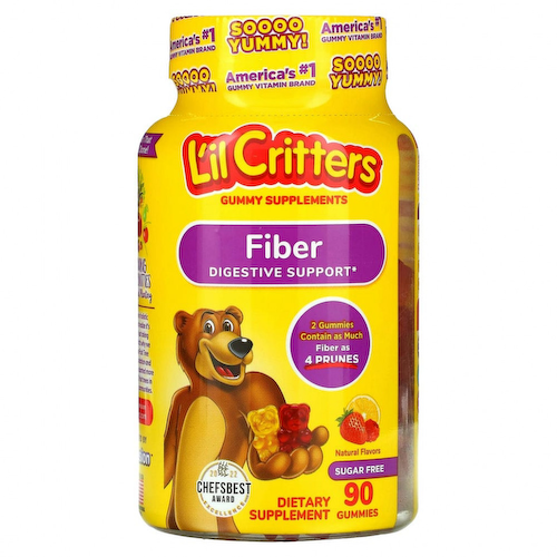 L'il Critters, клетчатка для поддержки пищеварения, со вкусом натуральных фруктов, 90 жевательных мармеладок #1