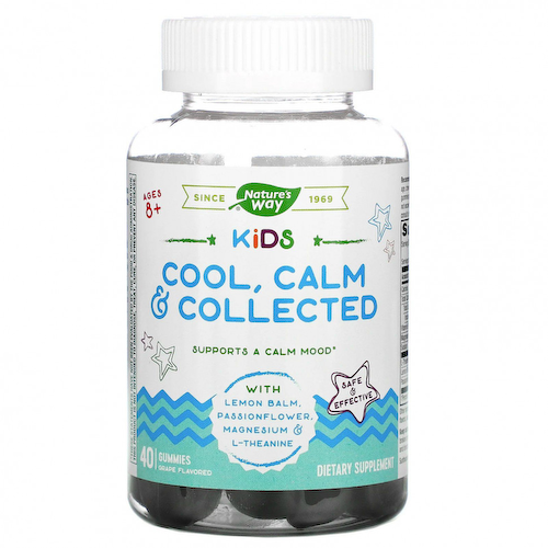 Nature's Way, Kids, Cool, Calm & Collected, успокаивающее средство для детей старше 8 лет, виноградный вкус, 40 жевательных конфет #1