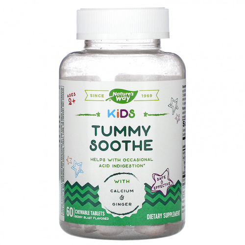 Nature's Way, Kids, Tummy Soothe, добавка для пищеварения для детей от 2 лет, со вкусом ягод, 60 жевательных таблеток #1