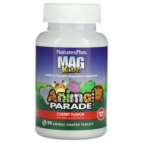 NaturesPlus, Animal Parade, MagKidz, магний для детей, натуральный вишневый вкус, 90 таблеток в форме животных #1