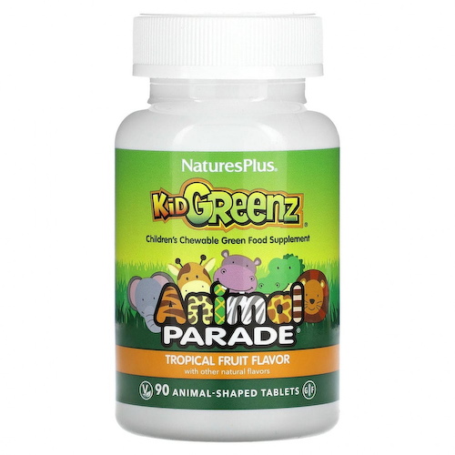 NaturesPlus, Source of Life, Animal Parade, Kid Greenz, вкус натуральных тропических фруктов, 90 животных #1