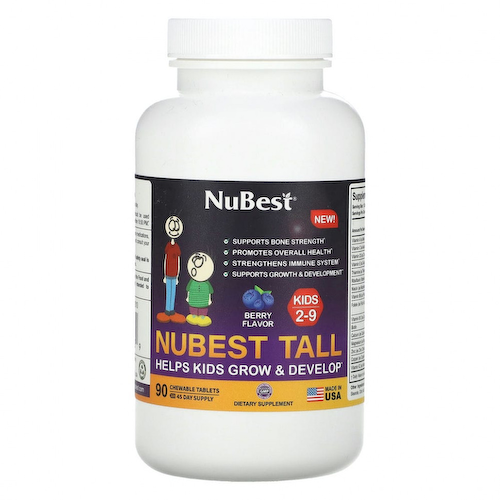 NuBest, Tall, для детей от 2 до 9 лет, с ягодным вкусом, 90 жевательных таблеток #1